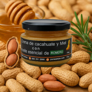 Crema de cacahuate con miel pura y aceite esencial de romero – PuraSampa x Tierra Fresca, 120gr